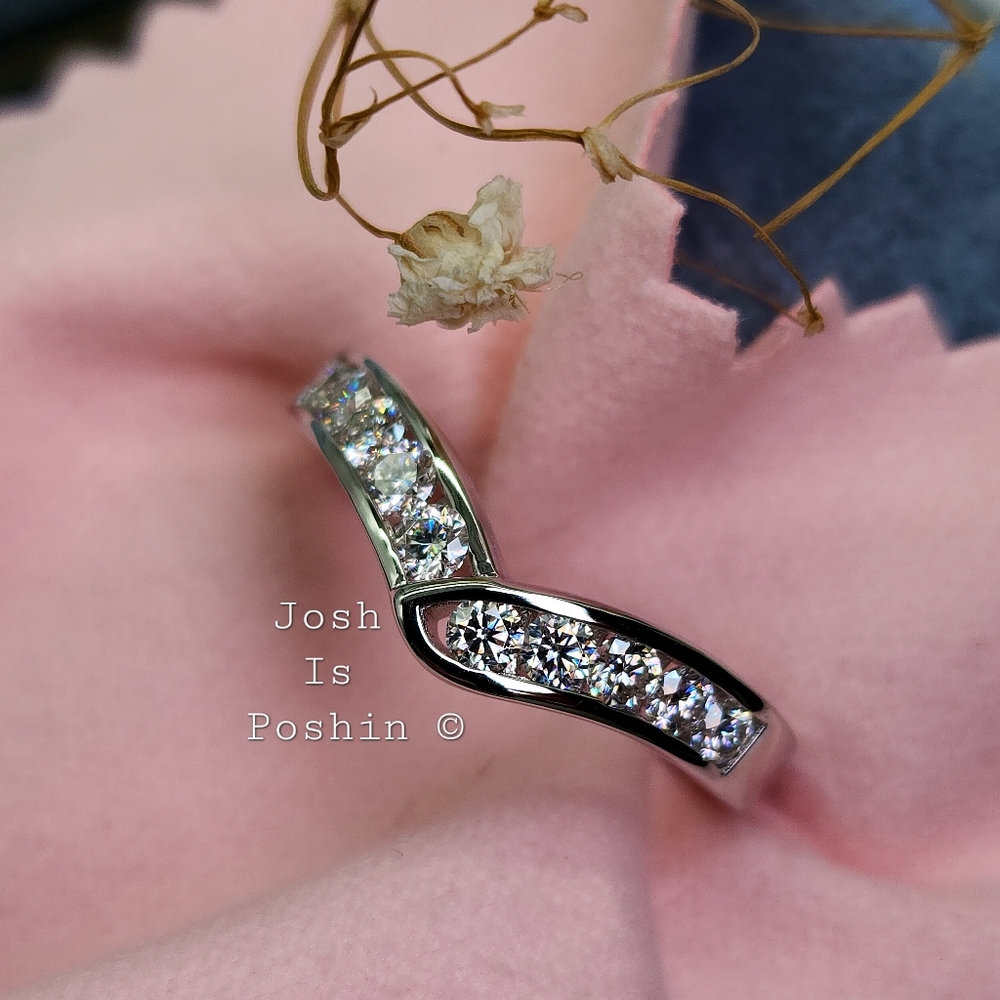 Channel Set Moissanite Anniversary Band in Sterling Silver